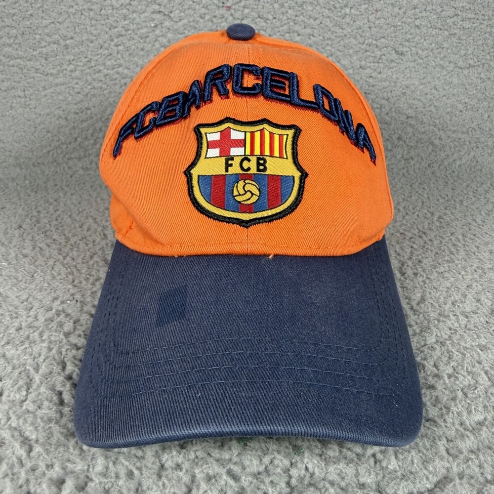 FC Barcelona Ball Cap Unisex One Size Orange Strapback Soccer Futbol Dad Hat